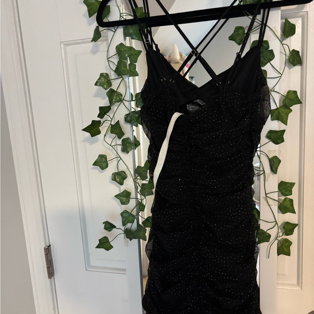 Lucy in the Sky Black Dress with Glitter Detail